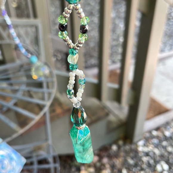 Handmade Artisan Beaded Suncatcher w New & Upcycled Beads & Crystals - Picture 6 of 8